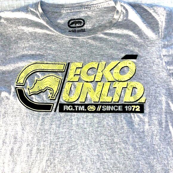 Ecko Unltd Graphic Tee - Gray/Neon Yellow MEDIUM - Picture 2 of 4